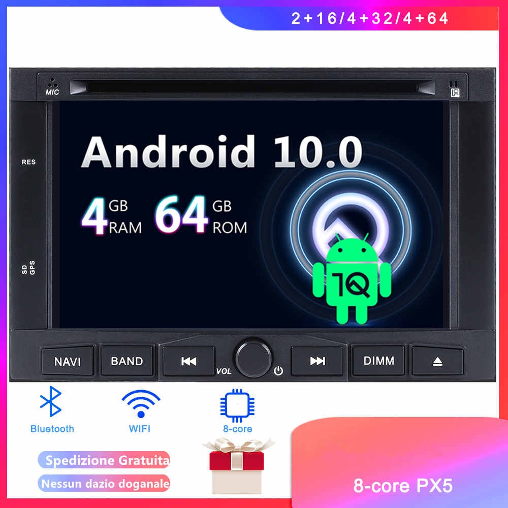 Peugeot Partner Android 10.0 Autoradio Lettore DVD con 7