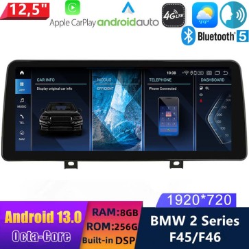 12,5" Android 13.0 Autoradio con Navigatore GPS Auto Stereo per BMW Serie 2 F45/F46 (2013-2016)-1