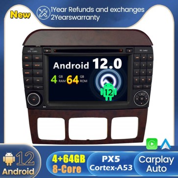Android 12 Car Stereo Navigatore GPS Navigazione per Mercedes Classe S W220 (1998-2005)-1