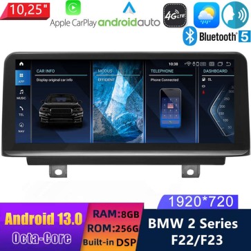 10,25" Android 13.0 Autoradio con Navigatore GPS Auto Stereo per BMW Serie 2 F22/F23 (2014-2016)-1