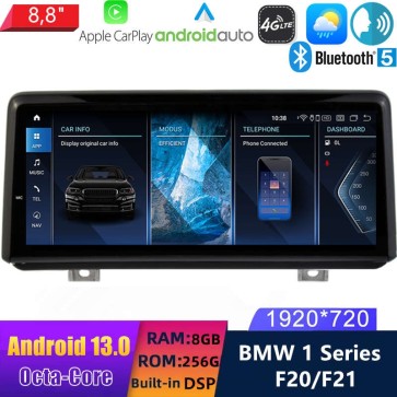 8,8" Android 13.0 Autoradio con Navigatore GPS Auto Stereo per BMW Serie 1 F20/F21 (Dal 2017)-1