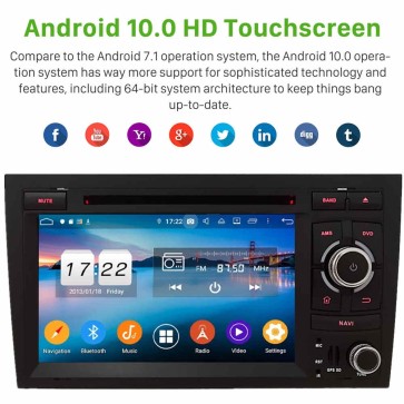 7" Android 10.0 Autoradio Navigatore GPS Specifico per Audi A4 (2002-2008)-1