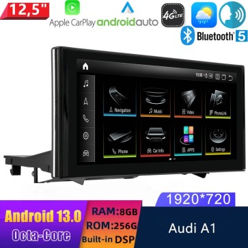 12,5" Android 13.0 Autoradio con Navigatore GPS Auto Stereo per Audi A1 (2010-2018)-1