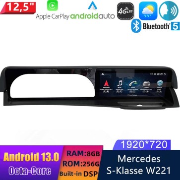 12,5" Android 13 Autoradio con Navigatore GPS Auto Stereo per Mercedes Classe S W221 (Dal 2006)-1