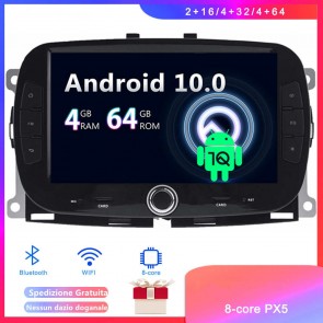 Android 10 Car Stereo Navigatore GPS Navigazione per Fiat 500 (2016-2019)-1