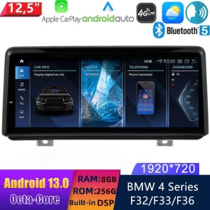 12,5" Android 13.0 Autoradio con Navigatore GPS Auto Stereo per BMW Serie 4 F32/F33/F36 (2013-2016)-1