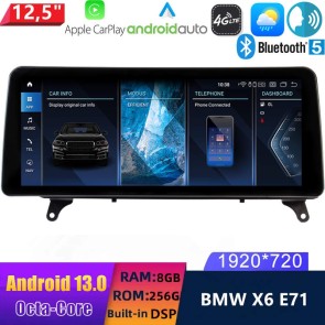 12,5" Android 13.0 Autoradio con Navigatore GPS Auto Stereo per BMW X6 E71 (Dal 2008)-1