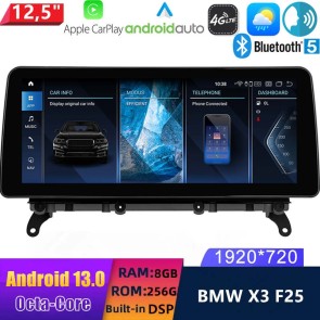 12,5" Android 13.0 Autoradio con Navigatore GPS Auto Stereo per BMW X3 F25 (2010-2017)-1