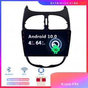 Android 10 Car Stereo Navigatore GPS Navigazione per Peugeot 206/206+ (2000-2016)-1