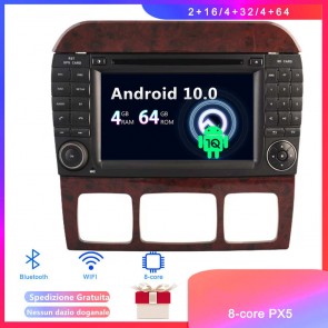 Android 10 Car Stereo Navigatore GPS Navigazione per Mercedes Classe S W220 (1998-2005)-1