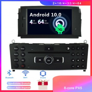 Android 10 Car Stereo Navigatore GPS Navigazione per Mercedes Classe C W204 (2007-2011)-1