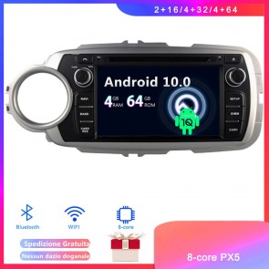 Android 10 Car Stereo Navigatore GPS Navigazione per Toyota Yaris (2012-2017)-1