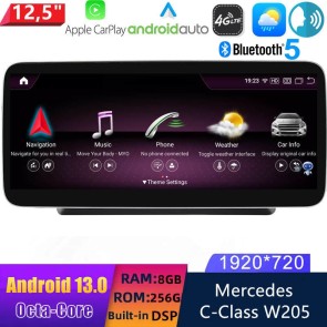 12,5" Android 13 Autoradio con Navigatore GPS Auto Stereo per Mercedes Classe C W205 (2015-2019)-1