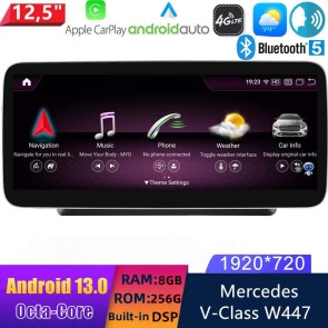 12,5" Android 13 Autoradio con Navigatore GPS Auto Stereo per Mercedes Classe V W447 (2014-2019)-1