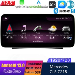 12,5" Android 13 Autoradio con Navigatore GPS Auto Stereo per Mercedes CLS C218 (2011-2018)-1