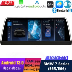 10,25" Android 13.0 Autoradio con Navigatore GPS Auto Stereo per BMW Serie 7 E65/E66 (2001-2008)-1
