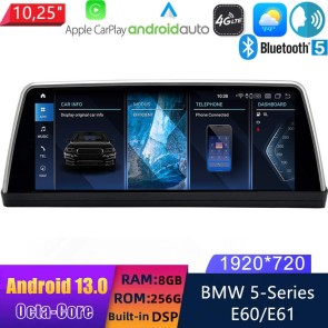 10,25" Android 13.0 Autoradio con Navigatore GPS Auto Stereo per BMW Serie 5 E60/E61 (2003-2010)-1