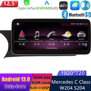 12,5" Android 13 Autoradio con Navigatore GPS Auto Stereo per Mercedes Classe C W204 (2011-2014)-1