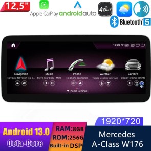 12,5" Android 13 Autoradio con Navigatore GPS Auto Stereo per Mercedes Classe A W176 (2013-2015)-1