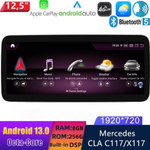 12,5" Android 13 Autoradio con Navigatore GPS Auto Stereo per Mercedes CLA C117 (2013-2015)-1