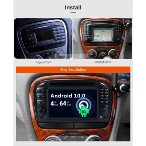 Mercedes SL R230 Android 10 Autoradio Lettore DVD con Octa-Core 4GB+64GB Touchscreen Bluetooth vivavoce Microfono RDS DAB SD USB AUX WiFi TV MirrorLink OBD2 CarPlay - Android 10.0 Autoradio DVD Navigatore GPS Specifico per Mercedes SL R230 (2001-2007)