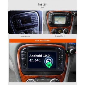 Mercedes SL R230 Android 10 Autoradio Lettore DVD con Octa-Core 4GB+64GB Touchscreen Bluetooth vivavoce Microfono RDS DAB SD USB AUX WiFi TV MirrorLink OBD2 CarPlay - Android 10.0 Autoradio DVD Navigatore GPS Specifico per Mercedes SL R230 (2001-2007)
