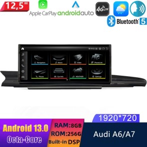 12,5" Android 13.0 Autoradio con Navigatore GPS Auto Stereo per Audi A6 C7/4G (2011-2018)-1
