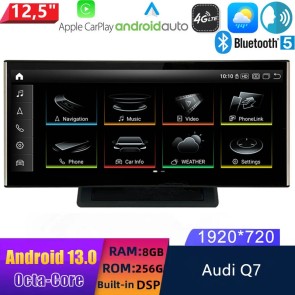 12,5" Android 13.0 Autoradio con Navigatore GPS Auto Stereo per Audi Q7 4L (2006-2015)-1