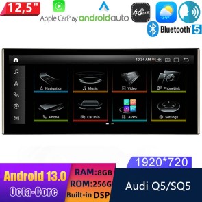12,5" Android 13.0 Autoradio con Navigatore GPS Auto Stereo per Audi Q5/SQ5 8R (2009-2017)-1