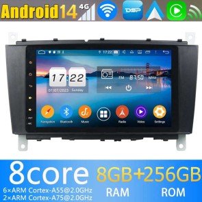 Mercedes CLC W203 Android 14 Autoradio Lettore DVD con 8GB+256GB Bluetooth Comandi al volante DSP DAB USB 4G WiFi OBD2 CarPlay - 8