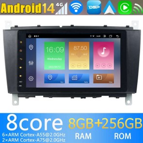 Mercedes Classe C W203 Android 14 Autoradio Navigazione GPS Auto Stereo Lettore Multimediale con 8+256GB Bluetooth DAB DSP USB 4G WiFi Telecamere 360° CarPlay Android Auto - 8