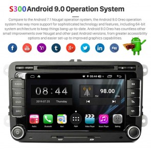 VW Jetta S300 Android 9.0 Autoradio Lettore DVD con Octa-Core Touchscreen Vivavoce Bluetooth Microfono DAB RDS CD SD USB AUX 4G WiFi TV OBD MirrorLink CarPlay - S300 Android 9.0 Autoradio Navigatore GPS Specifico per VW Jetta (Dal 2005)