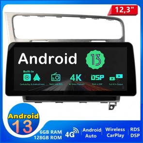 VW Golf 7 Android 13.0 Autoradio Lettore DVD con 12,3 Pollici QLED Touchscreen 8-Core 6GB+128GB Bluetooth Vivavoce RDS DAB DSP USB 4G LTE WiFi Wireless CarPlay - Android 13.0 Car Stereo Navigatore GPS Navigazione per VW Golf 7 MK7 (2013-2020)