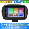 Fiat 500X Android 14 Autoradio Navigazione GPS Auto Stereo Lettore Multimediale con 8+256GB Bluetooth DAB DSP USB 4G WiFi Telecamere 360° CarPlay Android Auto - 9" Android 14.0 Autoradio con Navigatore GPS per Fiat 500X (2014-2020)