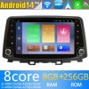 Hyundai Kona Android 14 Autoradio Navigazione GPS Auto Stereo Lettore Multimediale con 8+256GB Bluetooth DAB DSP USB 4G WiFi Telecamere 360° CarPlay Android Auto - 9" Android 14.0 Autoradio con Navigatore GPS per Hyundai Kona (2017-2022)