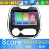 Renault Captur Android 14 Autoradio Navigazione GPS Auto Stereo Lettore Multimediale con 8+256GB Bluetooth DAB DSP USB 4G WiFi Telecamere 360° CarPlay Android Auto - 9" Android 14.0 Autoradio con Navigatore GPS per Renault Captur (2011-2019)
