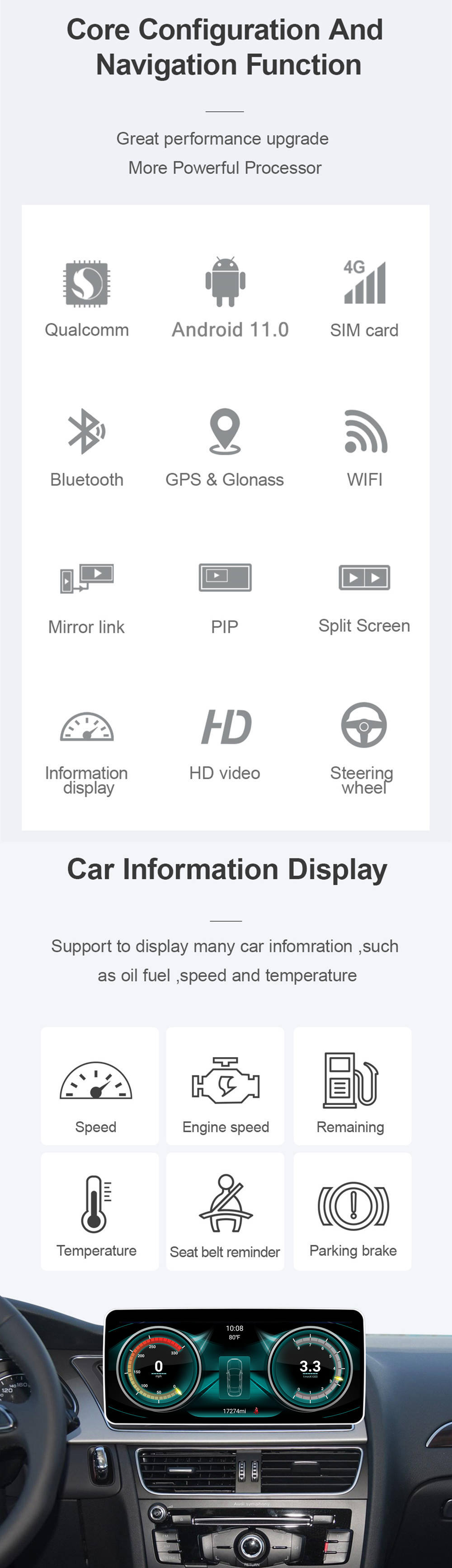 Android 11.0 Auto Stereo per Audi S4 B8-1