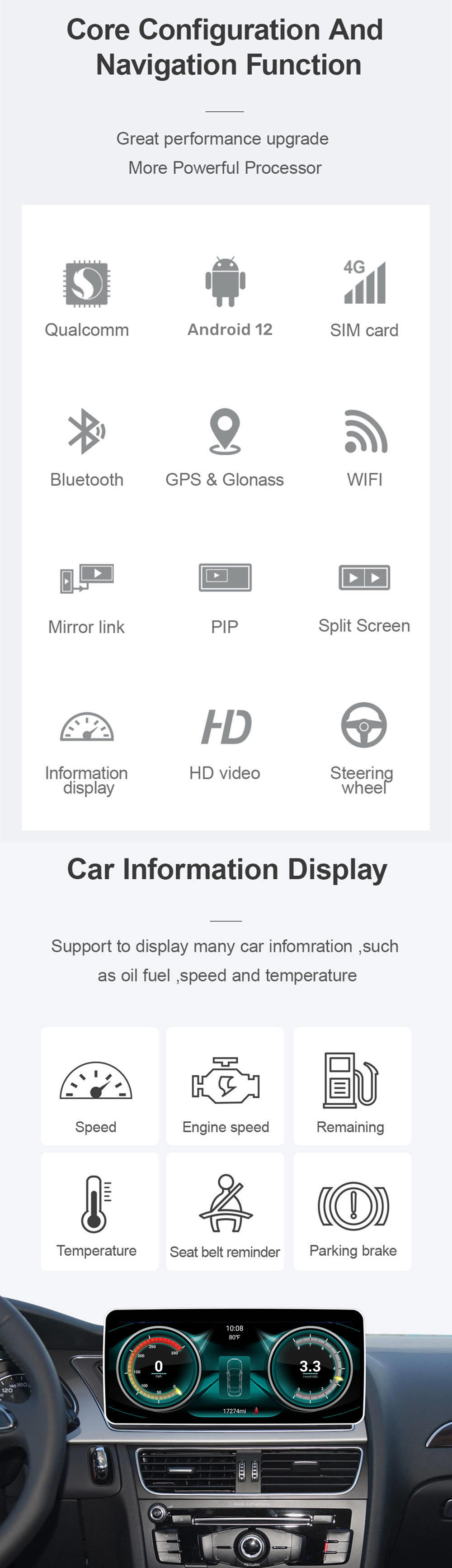 Android 12.0 Auto Stereo per Audi A6-1