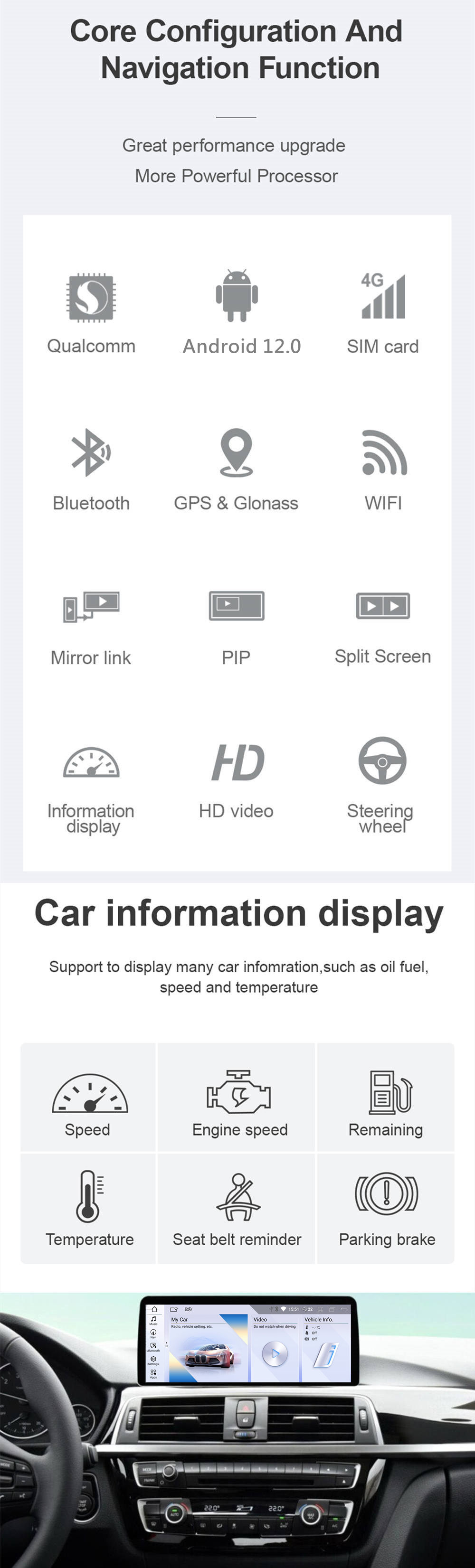 Android 12.0 Auto Stereo per BMW X5 F15-1